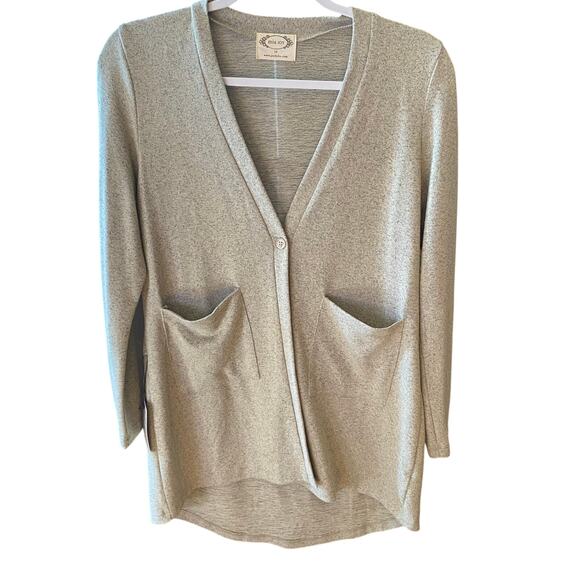 Mia Joy Cardigan Oatmeal Color One Button Womens Size 14 - Picture 1 of 5